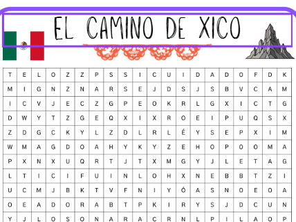 El camino de Xico Sopa de letras - Wordsearch Xicos journey mexican film