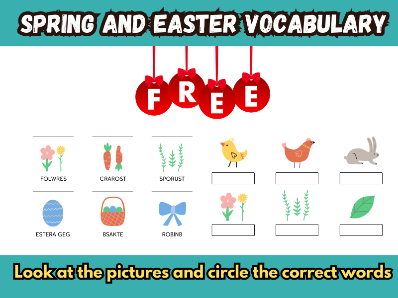 Spring and Easter Vocabulary Unscramble Answers