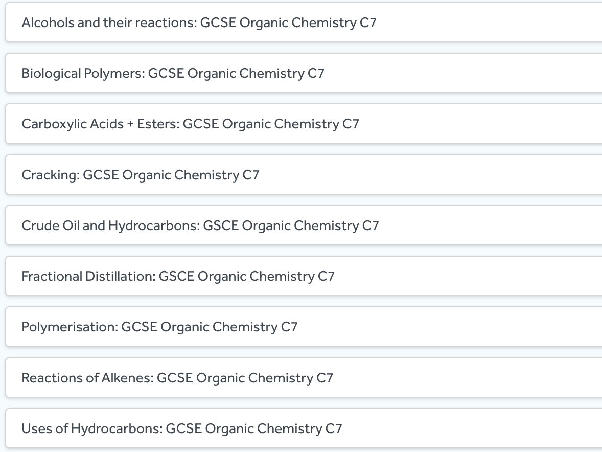 GCSE C7 Organic Chemistry ALL Lessons