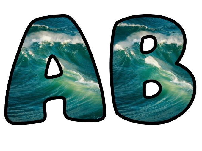 Ocean Sea Waves Classroom Display | Lettering Set | Upper & Lowercase, 0-9 and Signs