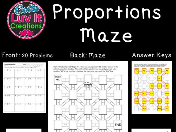 Proportions 2 Mazes By Gottaluvitcreations Teaching Resources Tes