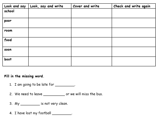 Spelling booklet