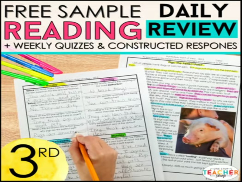 3rd Grade Reading Homework & Quizzes with Constructed Response Practice