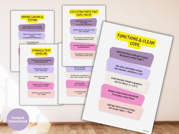 Python Coding Tips Poster Set – Free Classroom Display for GCSE Computer Science