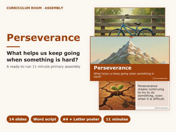 Perseverance Assembly: Keep Going · Primary Slides + Script