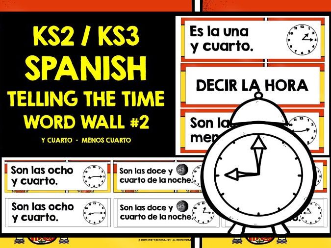 SPANISH TELLING THE TIME WORD WALL #2