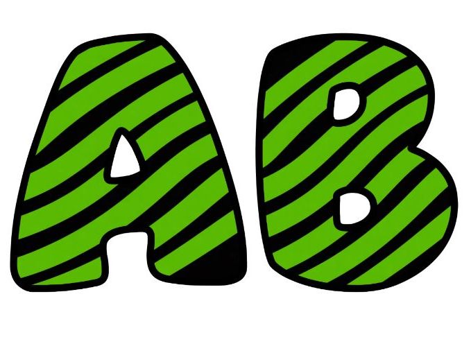 Green Stripes Black Lettering Set | Classroom Display | Upper & Lowercase, 0-9 and Signs