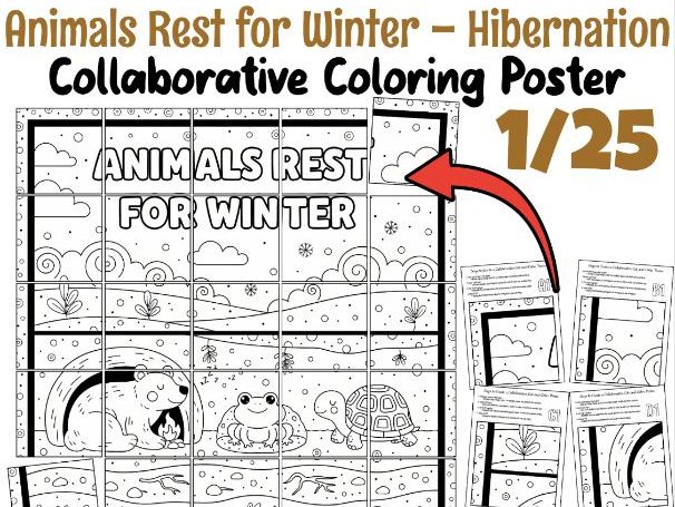 Animals Rest for Winter – Hibernation Collaborative Coloring Poster | Science Activity
