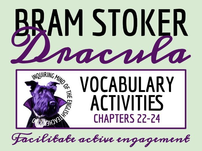 Dracula Chapters 22, 23, and 24 Vocabulary Worksheet, Crossword Puzzle, and Word Search