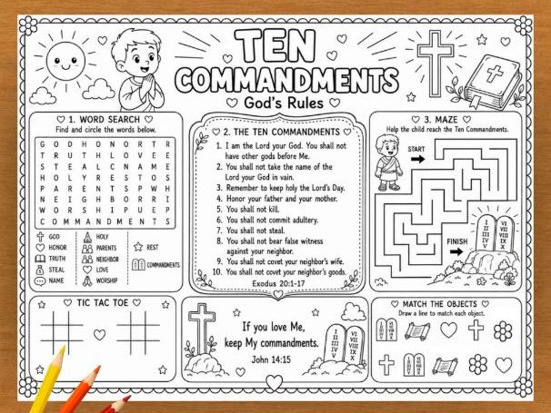 Ten Commandments Worksheet | Catholic RE Activity Sheet