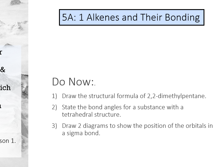 Topic 5 Unit 1 Edexcel IAS Chemistry - Alkenes