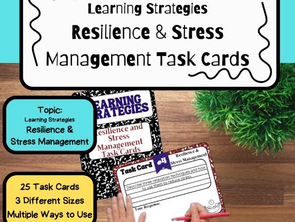 Learning Strategies: Resilience & Stress Management Task Cards (MS&HS Sp.Ed)