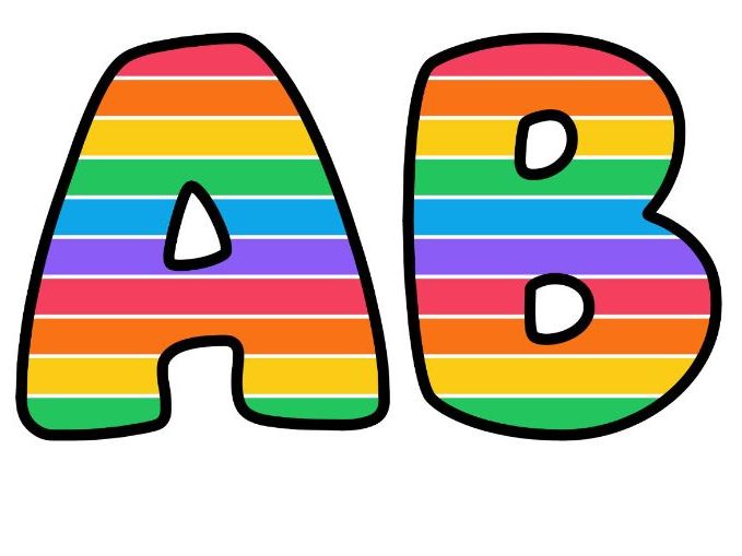 Rainbow Horizontal Stripes Bubble Letters | Striped Bulletin Board Letters | Classroom Display Pack