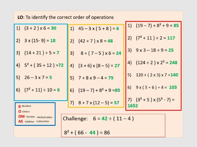 Bodmas (3 entire lessons) : order of operations Year 6