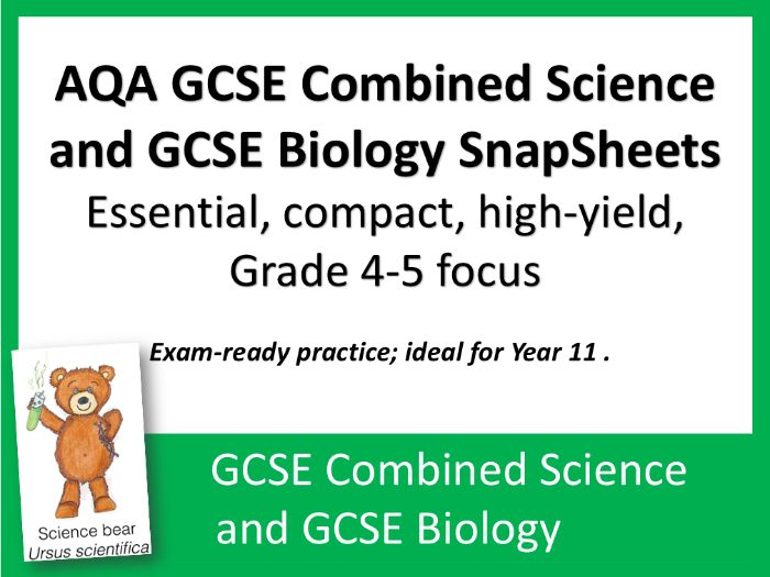 AQA GCSE Combined Science Biology SnapSheets: Exam Essentials