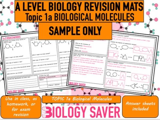A Level Bio Revision Mats SAMPLE - 1a Biological Molecules