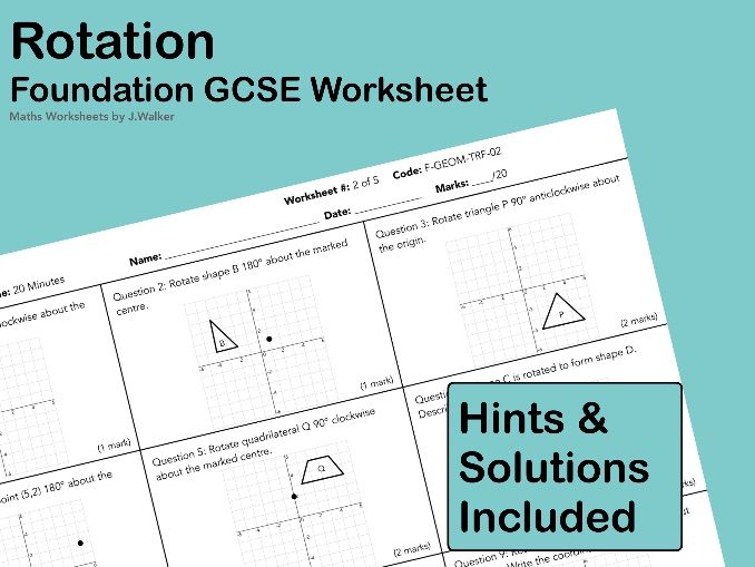 GCSE Maths Worksheet: Rotation - Foundation Tier