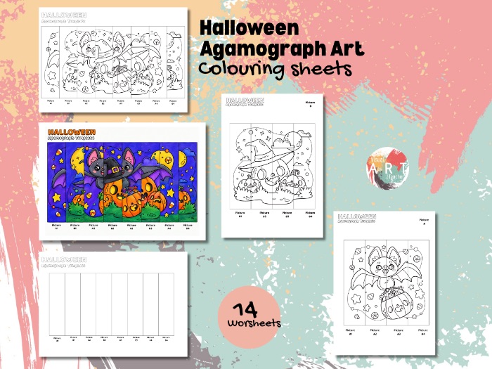 Halloween Pumpkin Agamograph Art / Colouring Template x 2 designs