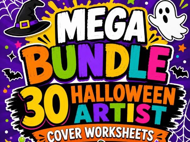 Halloween Artist Cover Worksheets Mega Bundle | 30 KS3 Art Cover Lessons