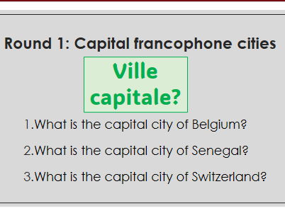 End of Year Quiz - French