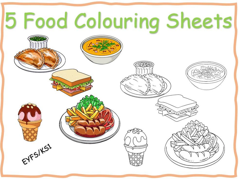 5 Food Colouring Sheets Teaching Resources