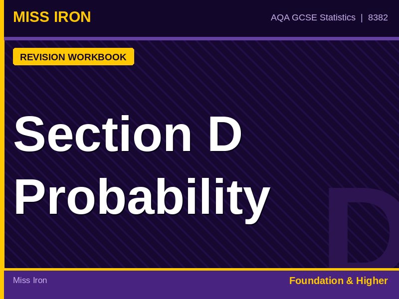 AQA GCSE Statistics Section D Probability Revision Workbook 8382