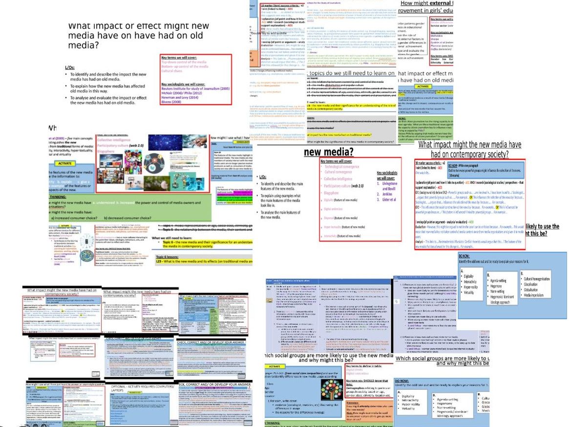 AQA A-level Sociology Media: New Media (LESSON BUNDLE)