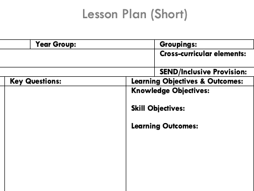 One-Page Lesson Plan Template (Secondary / KS3–KS5) – Quick Planning Sheet