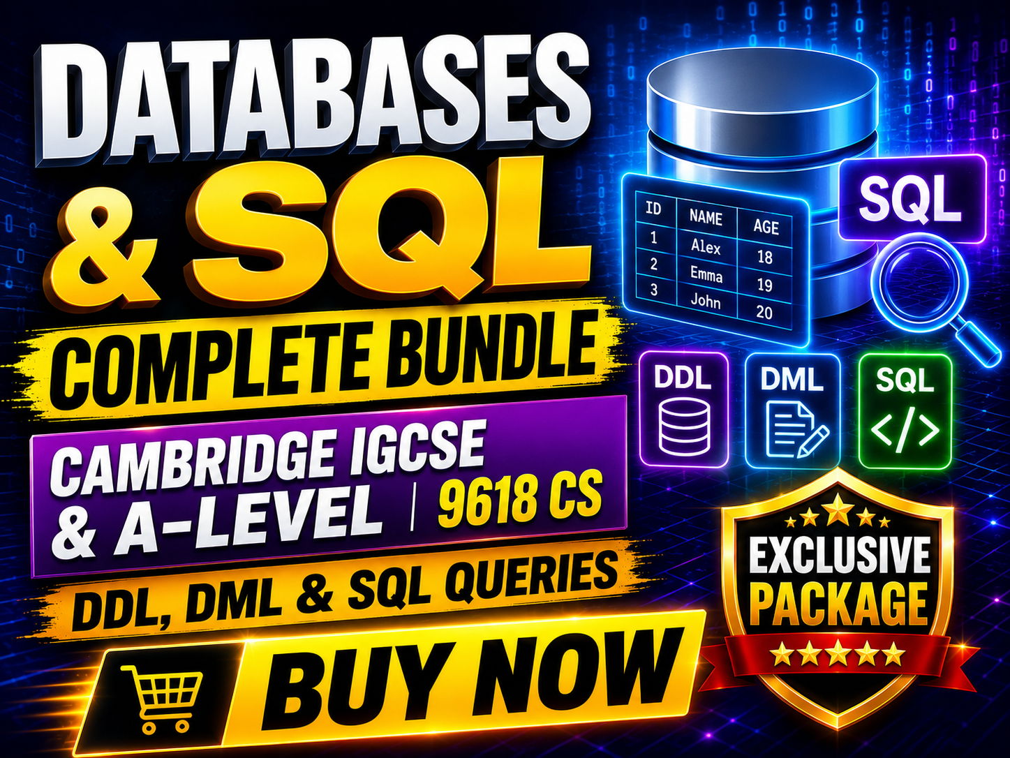 Databases & SQL Complete Bundle | Cambridge IGCSE & A-Level 9618 CS | DDL, DML & SQL Queries