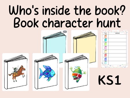 World book day- Who is inside the book- book character hunt- KS1