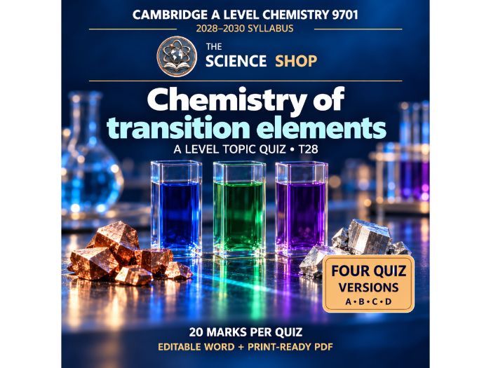 Chemistry of transition elements | Cambridge A Chemistry 9701 | 4 Revision Quizzes