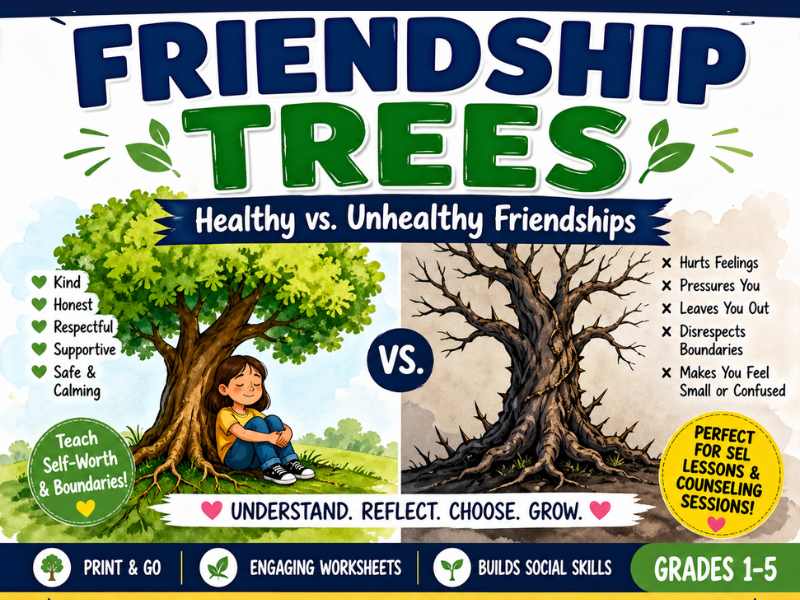 Social Skills SEL Activity Elementary | Healthy vs Unhealthy Friendships Lesson