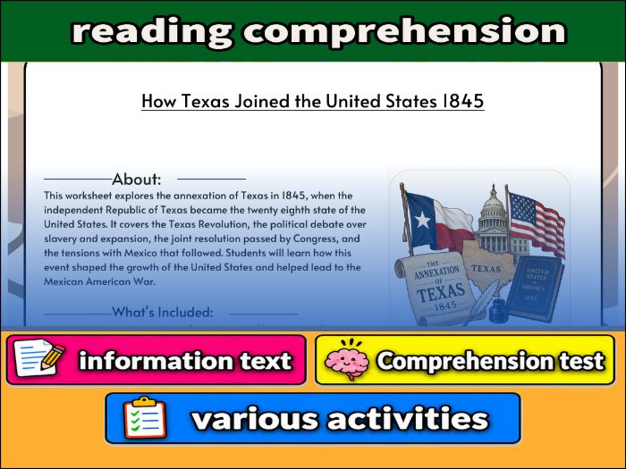 How Texas Joined the United States 1845   & Comprehension ����Vlogt