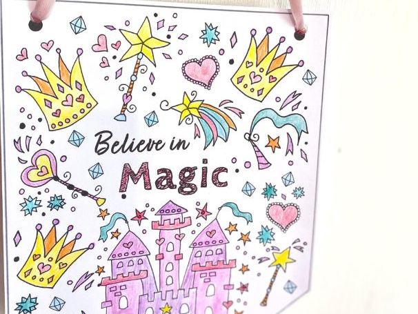 Believe In Magic Colour-In Wall Flag