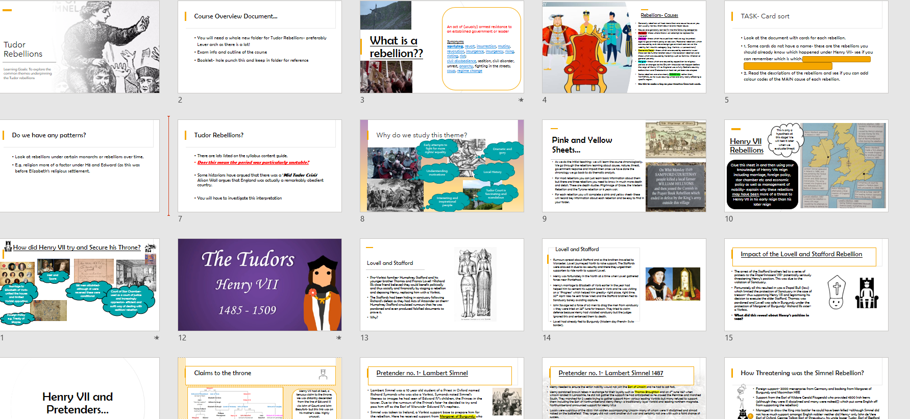 Tudor Rebellions Intro to Course and Henry VII | Teaching Resources