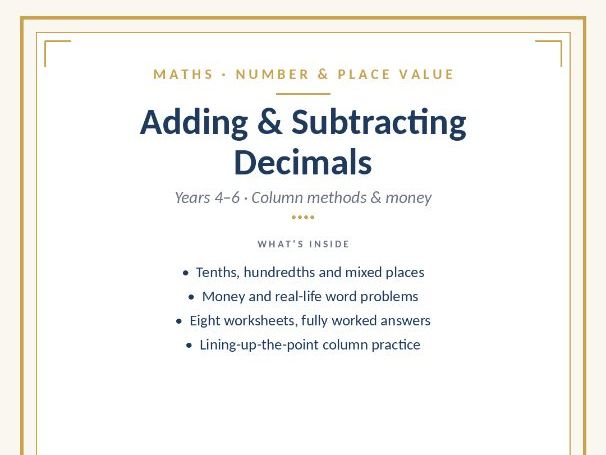Adding and Subtracting Decimals Pack