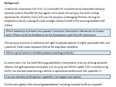 Practice Paper 3 - AQA A-Level Business (Arrowsmith Automation Ltd.)