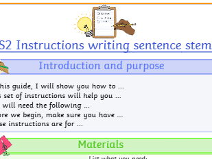 KS2 Instructions writing sentence stems