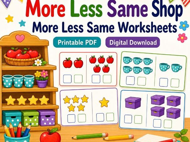 More Less Same Shop | More Less Same Worksheets | Printable PDF | Digital Download