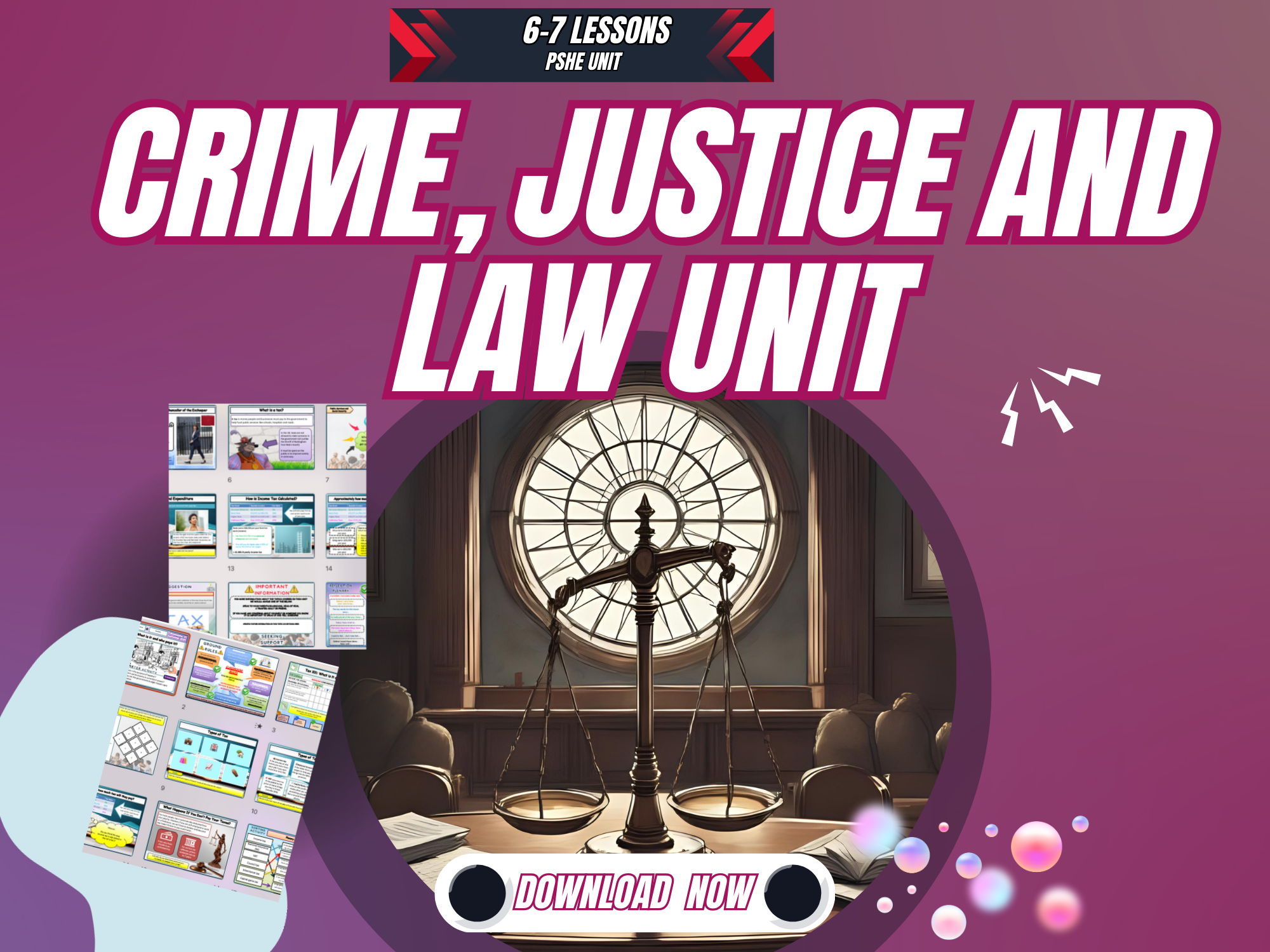 Crime, justice and law PSHE lesson bundle KS3