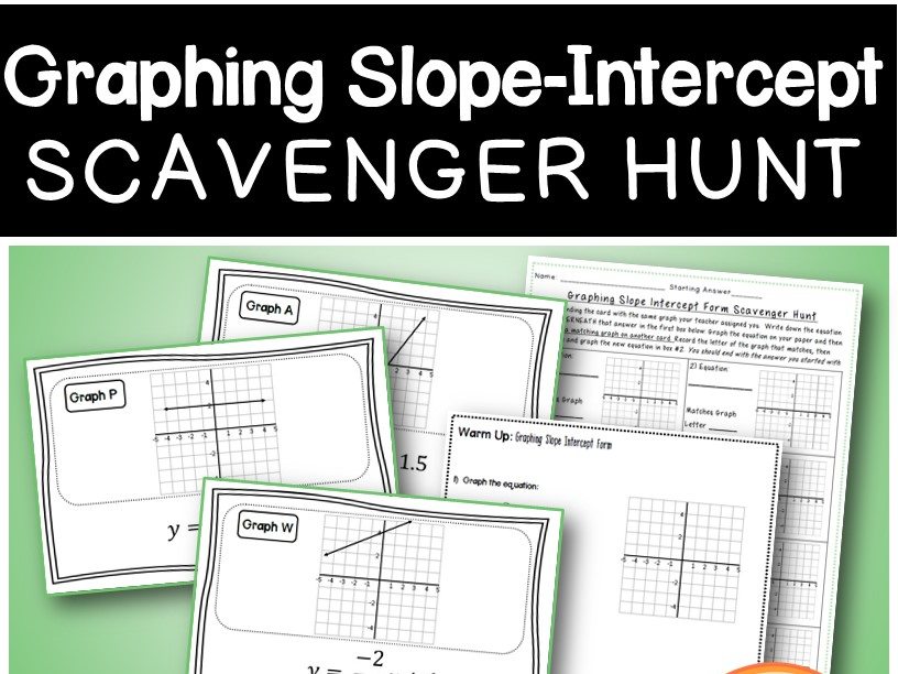 Graphing Slope Intercept Form Scavenger Hunt Teaching Resources
