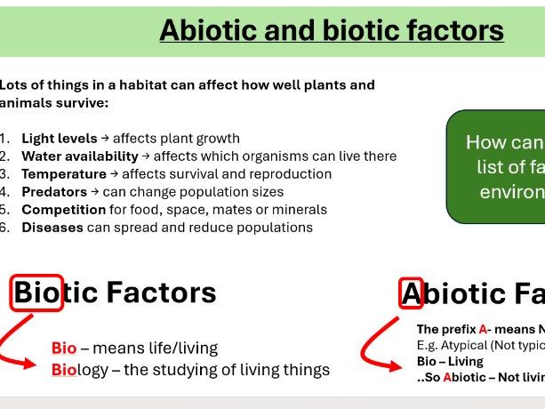 B7 Ecology - L3 Abiotic And Bitoic Factors, Adaptations