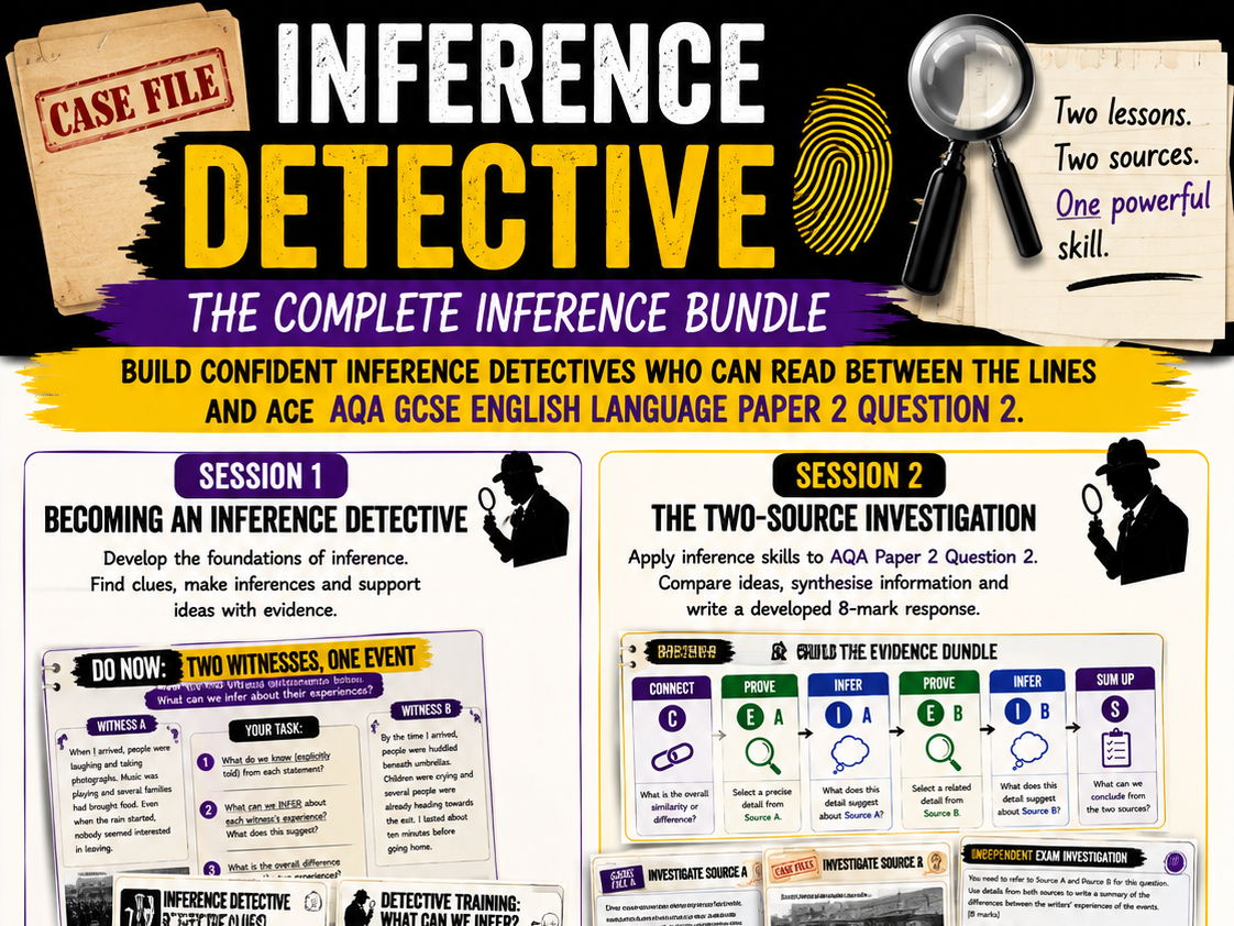 Inference Detective GCSE English Language Bundle | Inference Skills + AQA Paper 2 Question 2