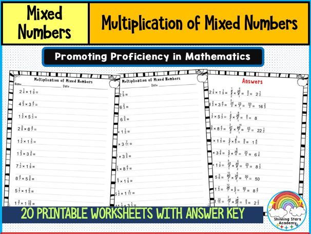 Multiplication of Mixed Numbers Worksheets | Fraction and Mixed Number Practice