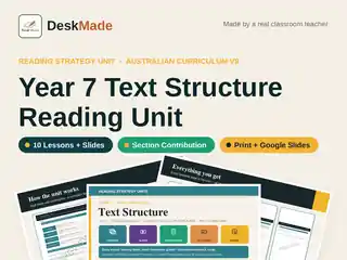 Year 7 Text Structure Reading Unit | Australian Curriculum V9