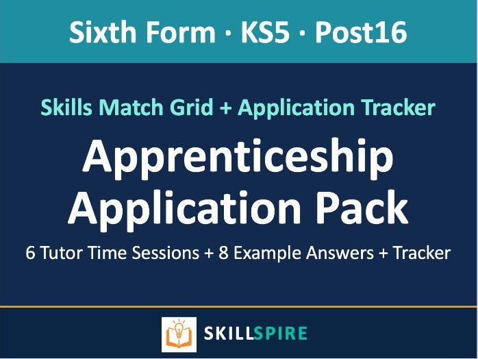 Apprenticeship Application Pack | 6 Tutor Time Sessions + 8 Example Answers + Tracker