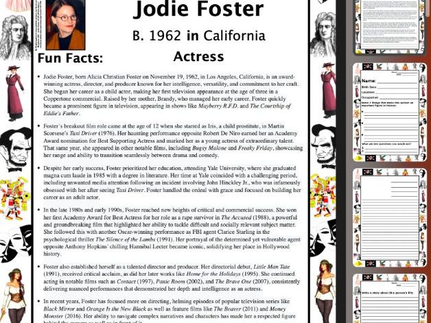 Jodie Foster PACKET & ACTIVITIES, Important Historical Figures Series