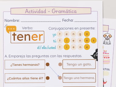 Tener - Presente Ficha de trabajo - Year 7