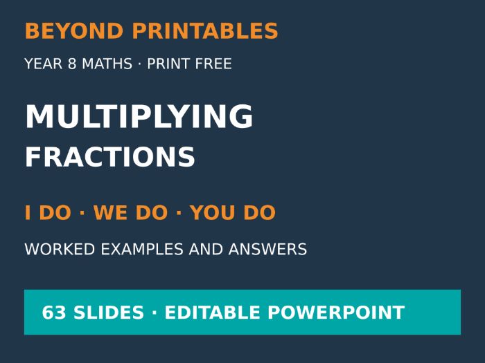 Multiplying Fractions | I Do, We Do, You Do | Year 8 Maths | Print Free