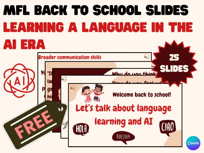 Making language learning relevant in the AI era: back to school slides